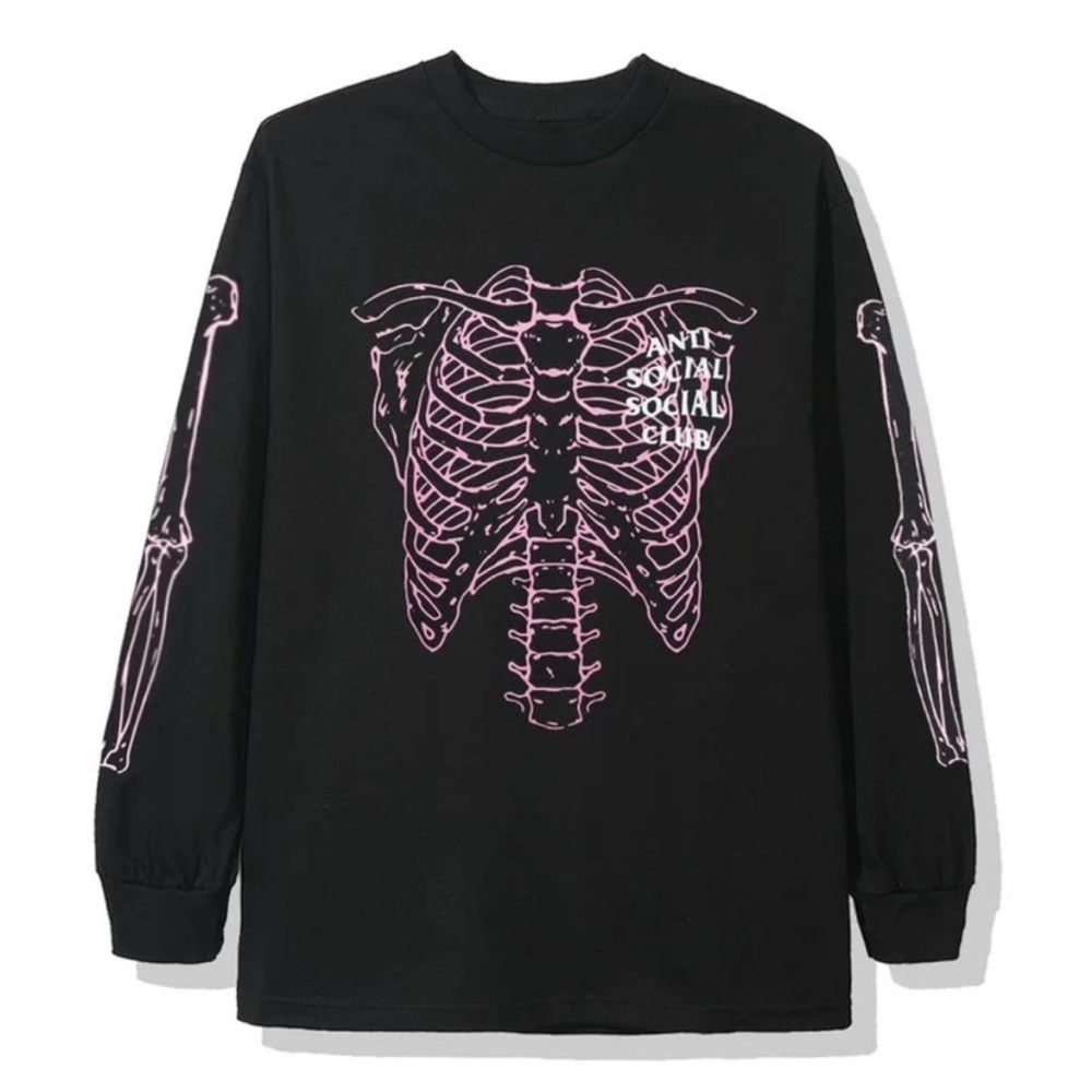Black Long Sleeve Skeleton Graphic Tee